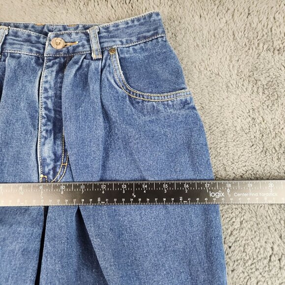 VTG 80s Jordache Women's *Size 2/3 Blue Denim Pleated High Waist Paper Bag Jeans - Picture 4 of 10